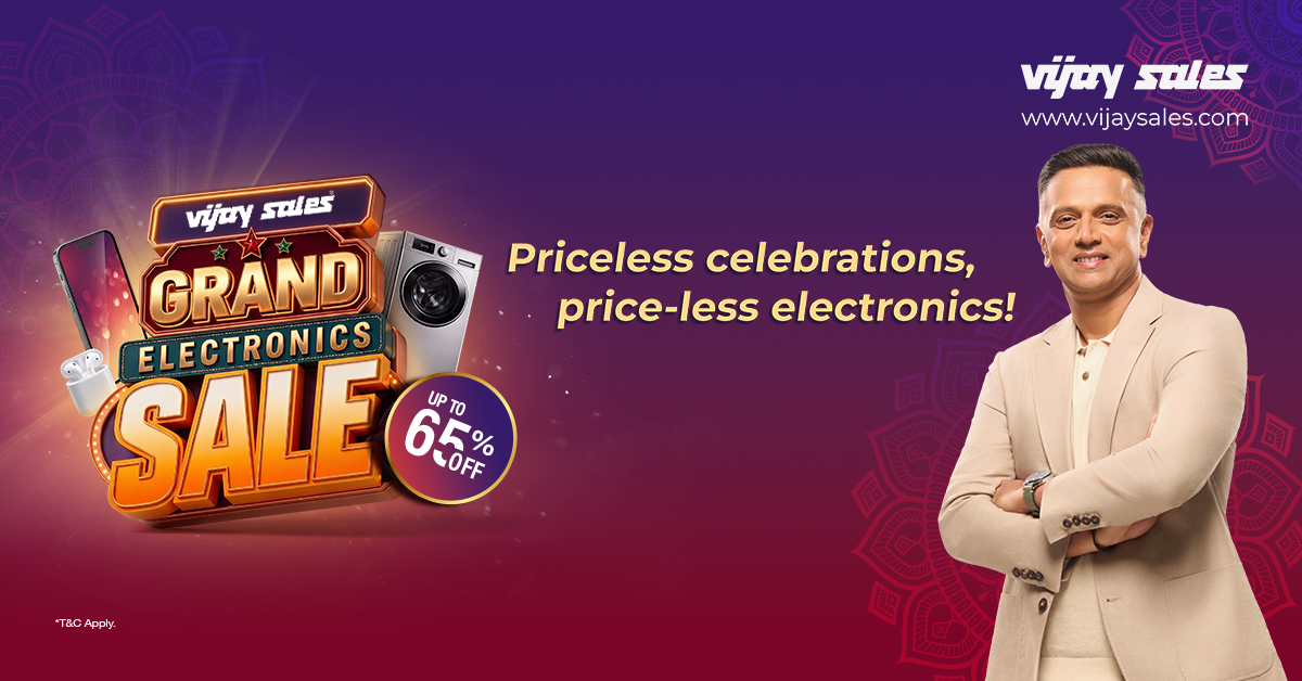 Vijay Sales’ Grand Electronics Sale Brings Up to 65% Off on Festive Gifts and Home Upgrades. Massive Savings on Smartphones, TVs, Laptops, Home & Everyday Appliances.
